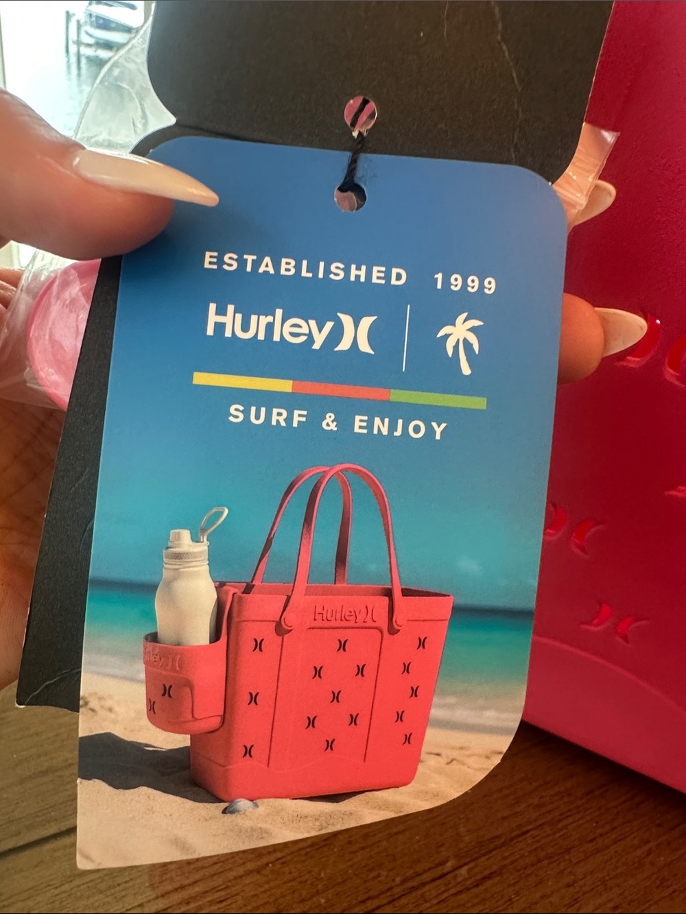 Hurley Bright Pink Neoprene Tote with Removable Cup Holder - Picture 3 of 3